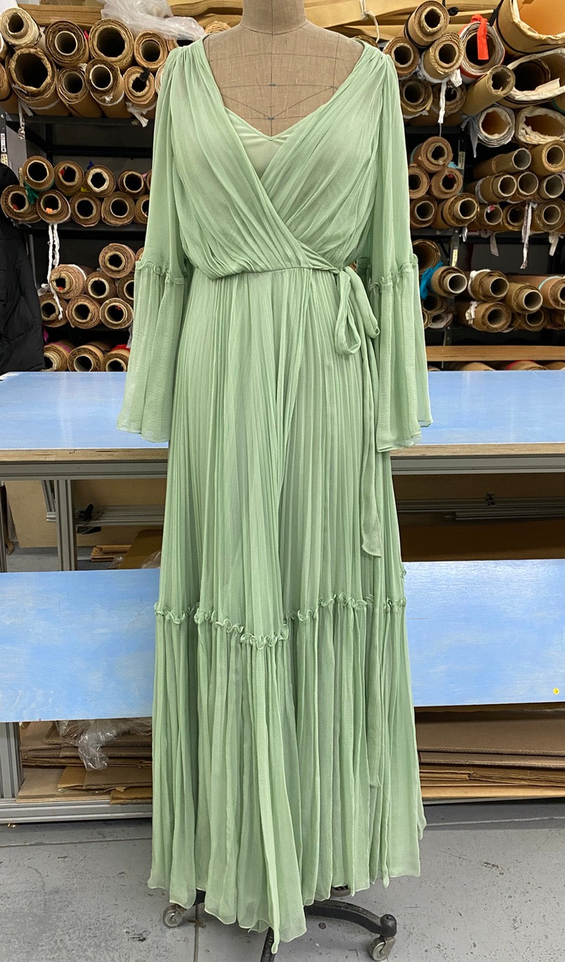 Light Green Christian Dior Wrap dress with damaged pleats