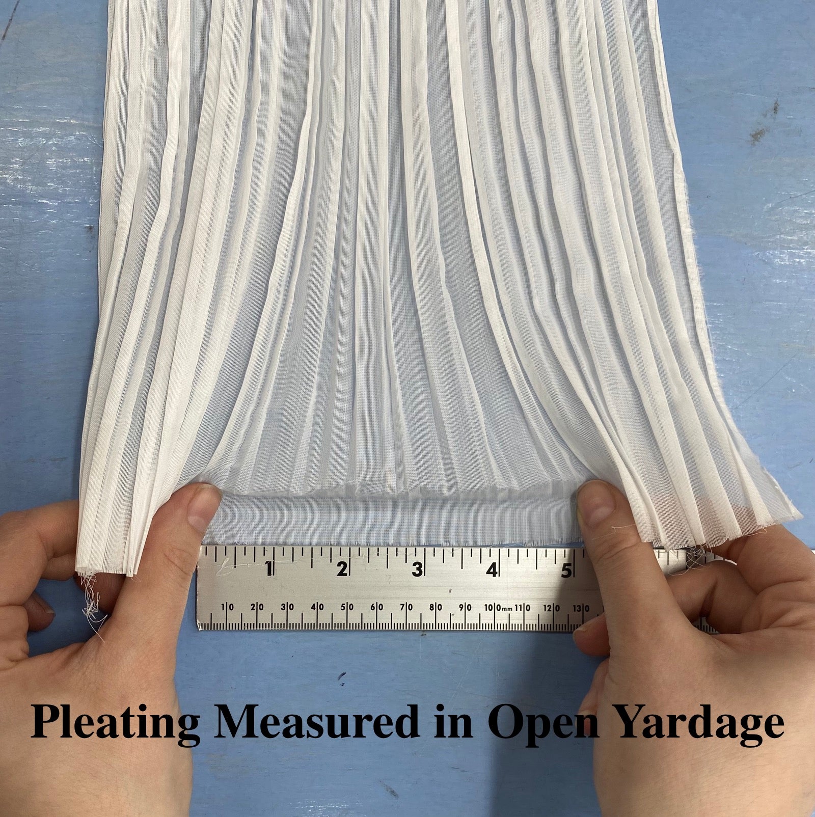 how to measure pleating in open yardage