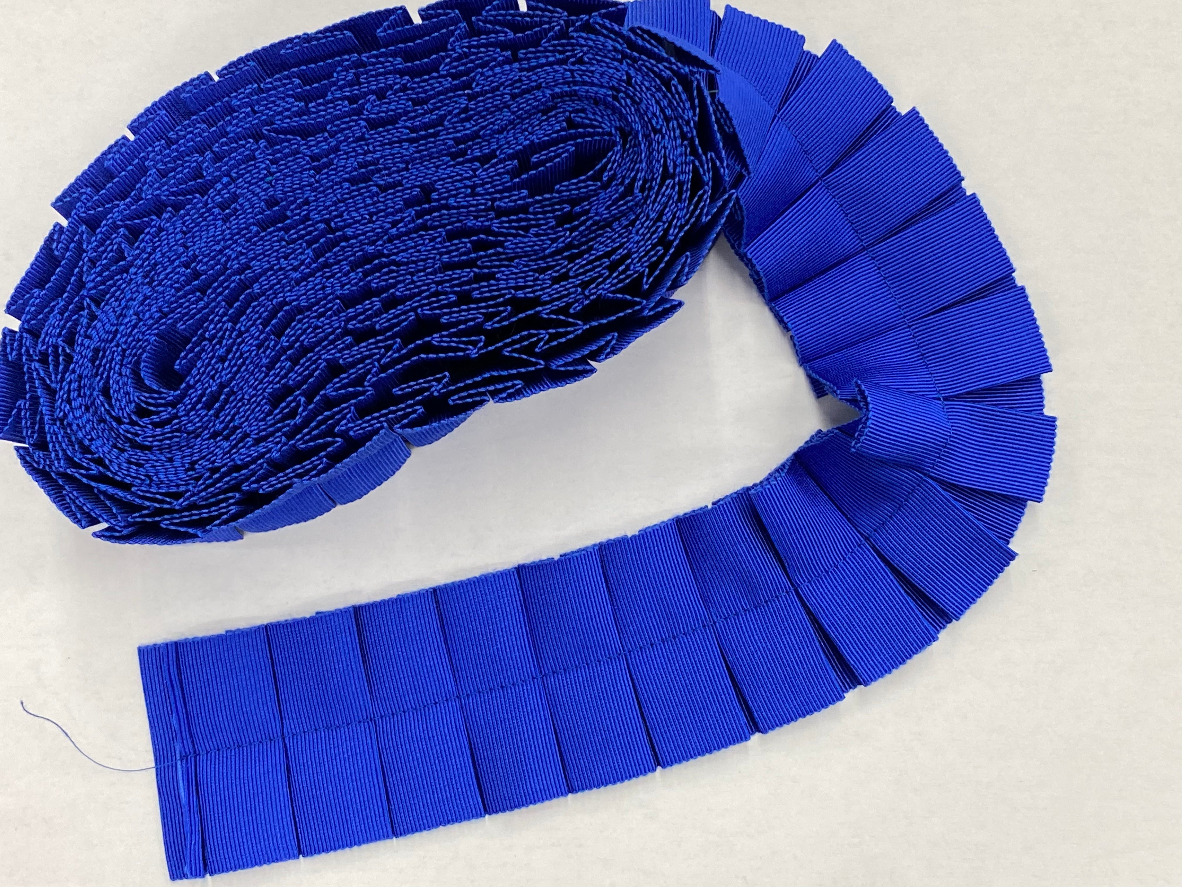 box pleated ruffle with a stay stitch in the center