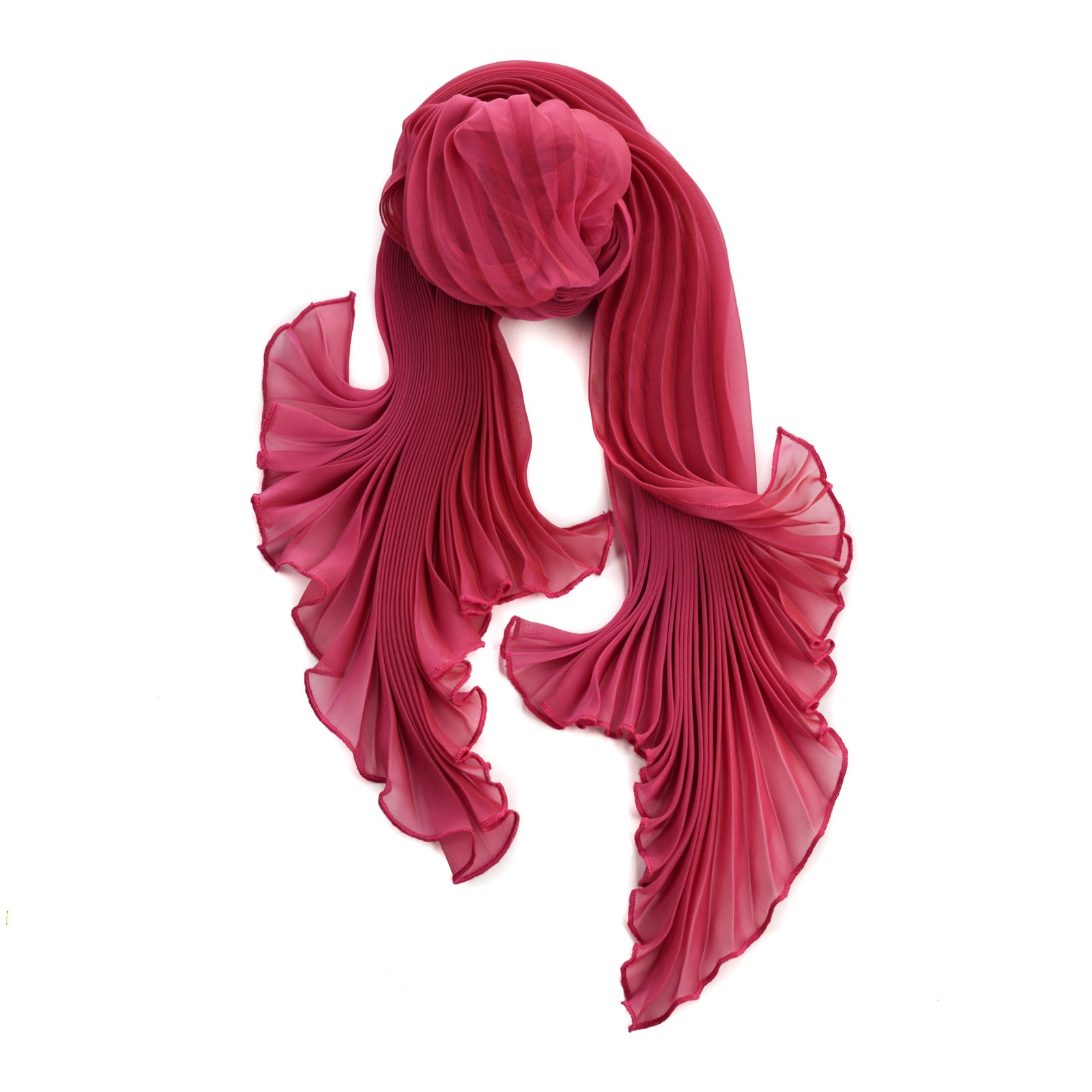 Pleated Scarf in Fuchsia on a white background