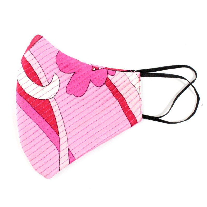 Pink Abstract Print Quilted Satin Standard Mask
