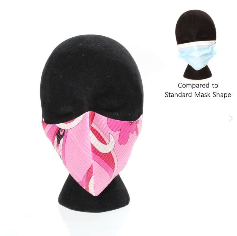 Pink Abstract Print Quilted Satin Standard Mask