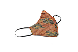 Rust and Black Floral Lamé Side Pleated Cheeky Mask