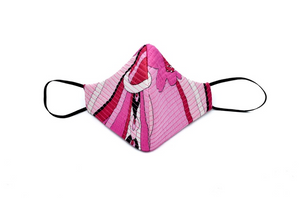 Pink Abstract Print Quilted Satin Cheeky Face Mask