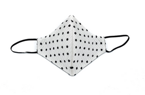 White and Black Quilted Silk Polka Dot Cheeky Mask