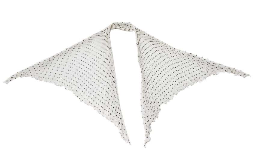 Black & White Polka Dot Silk Chiffon Sunburst Scarf - MINI