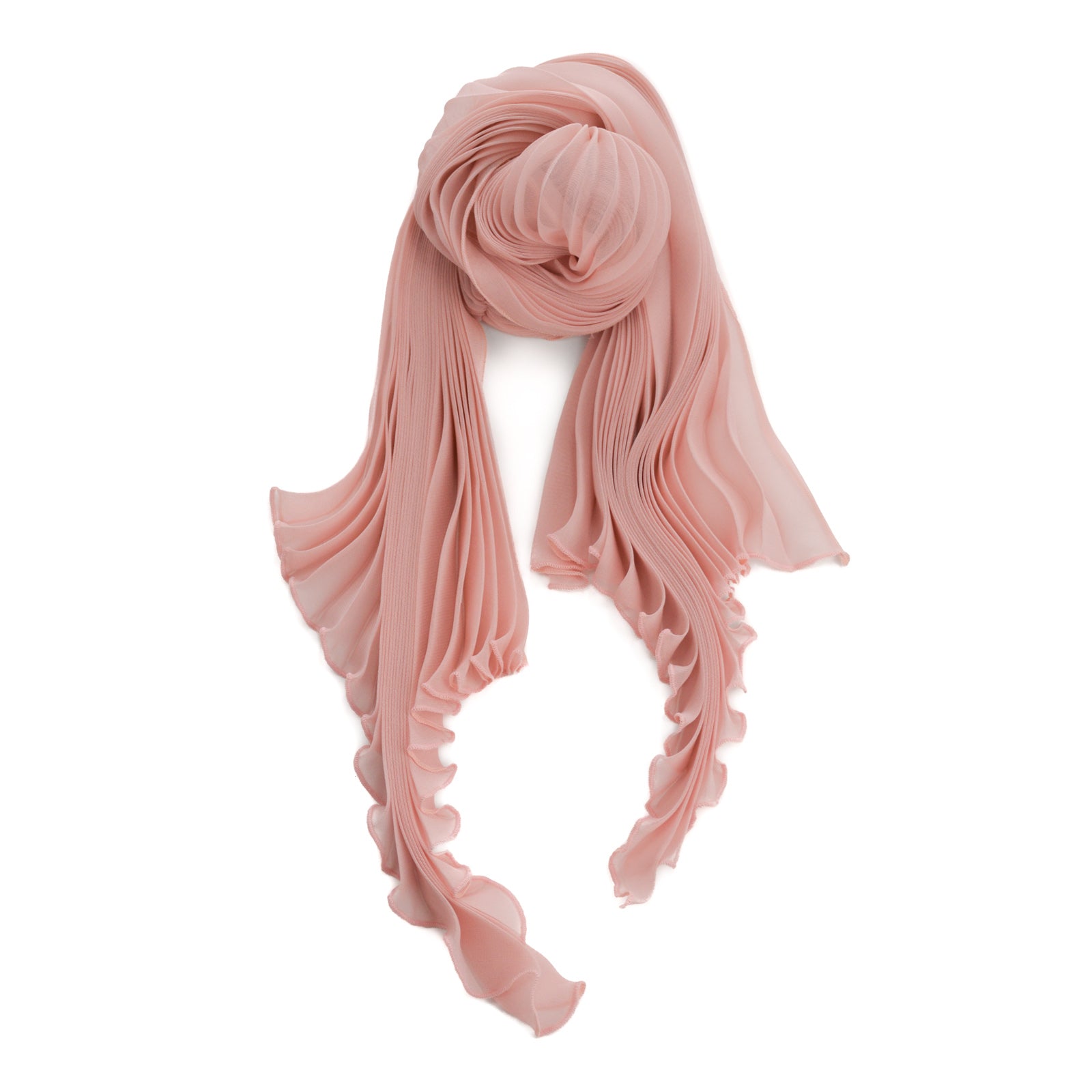 Blush Silk Chiffon Sunburst Pleated Scarf