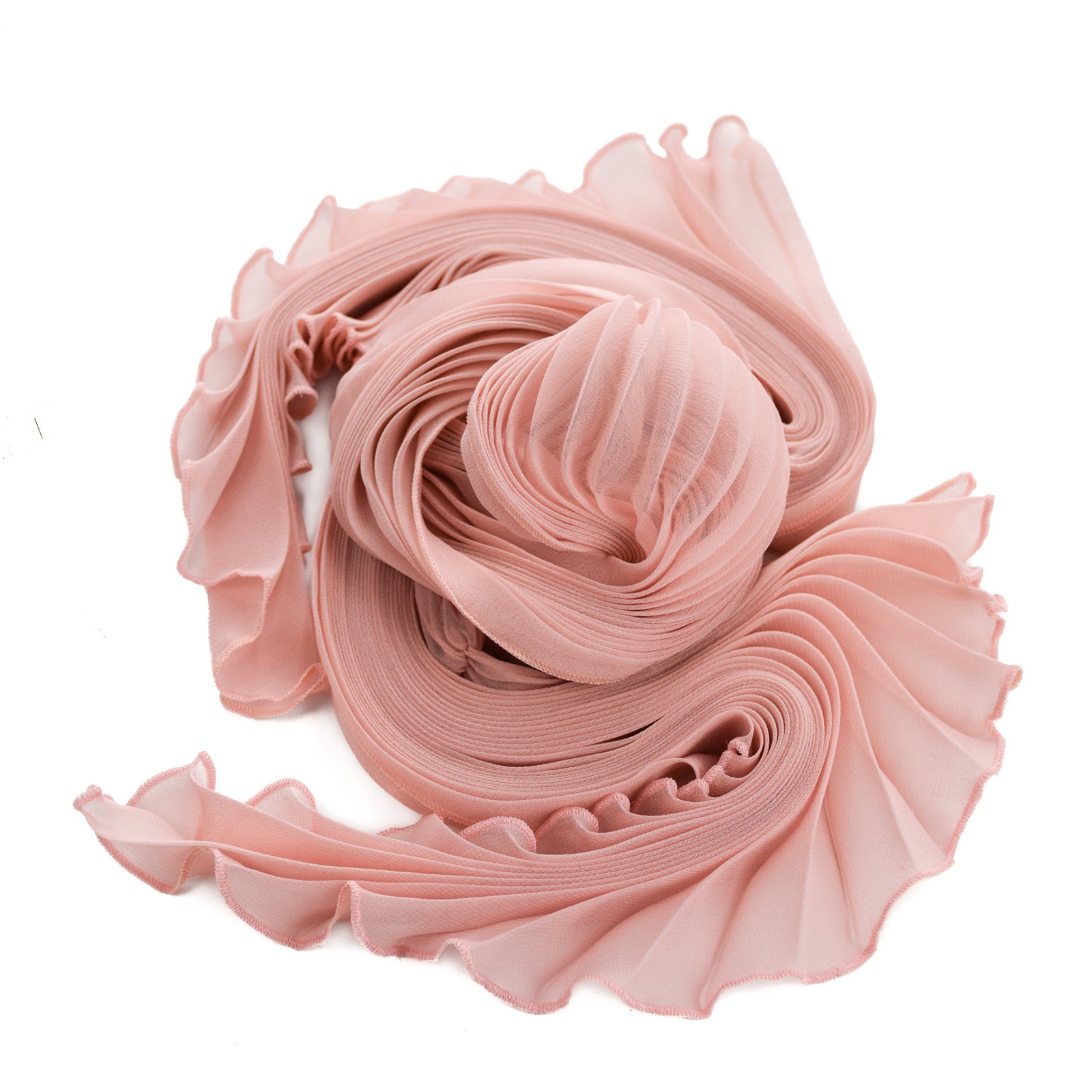 Blush Silk Chiffon Sunburst Pleated Scarf